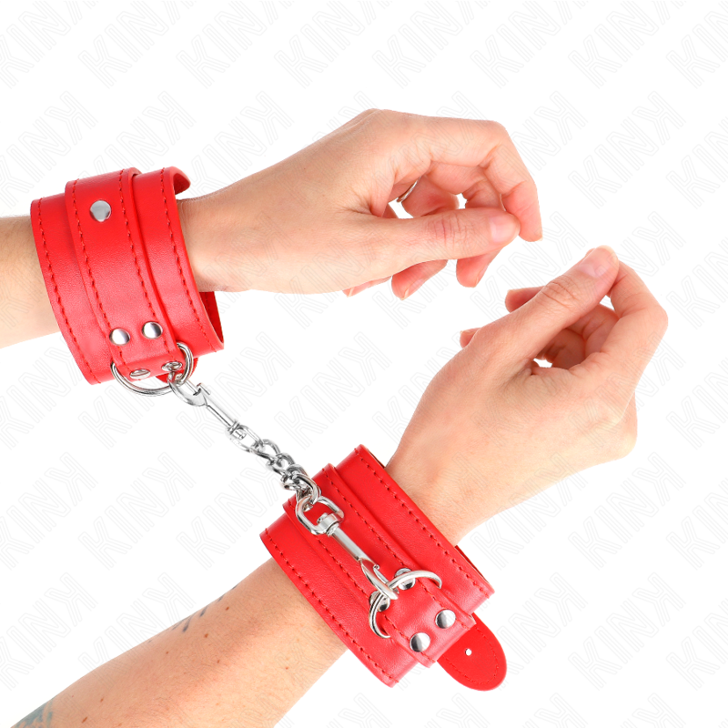 Kink Simple Wrist Restraints Red - Esposas Ajustables BDSM