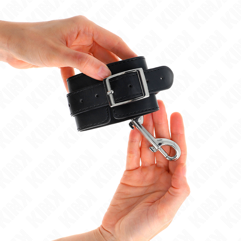 Kink Wrist Restraints Single Rivet Row Black Ajustable 17-28 cm