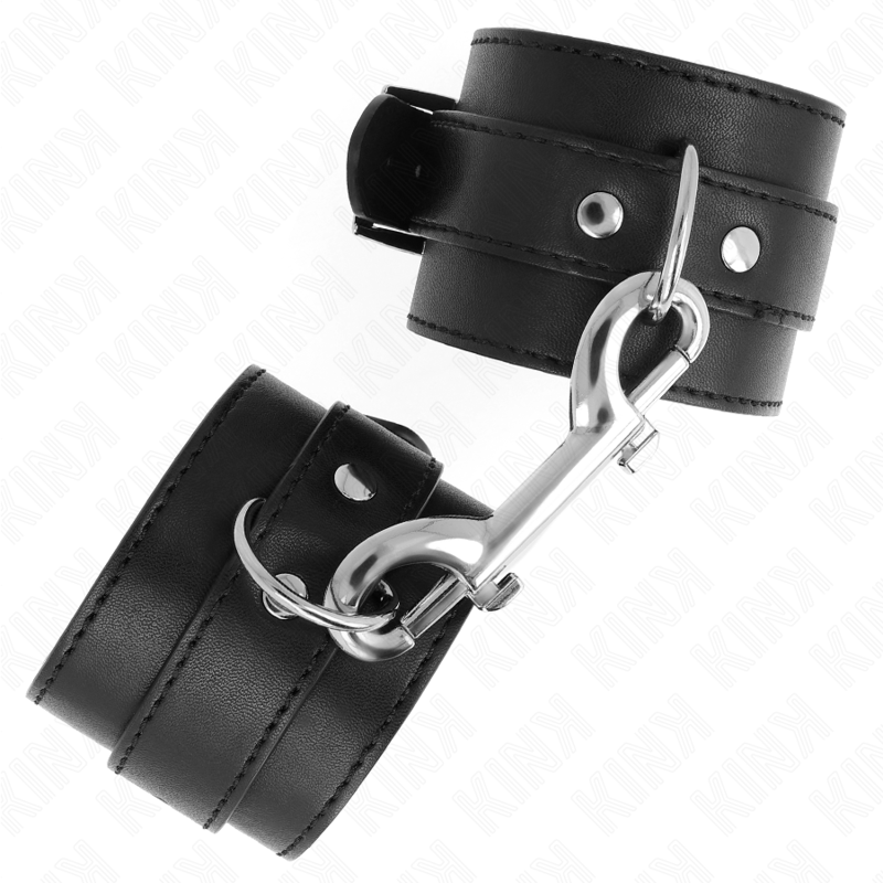 Esposas de Muñeca KINK Ajustables Negro - Remaches y Hebilla Grande 17-28 cm