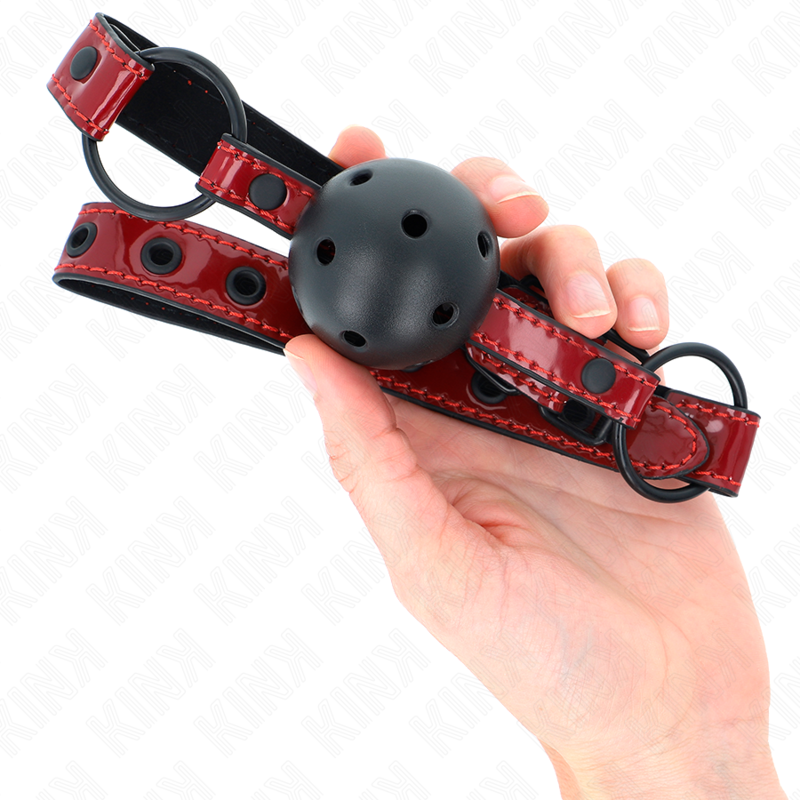 Kink Shiny Leatherette Ball Gag - Ajustable 4.5 cm