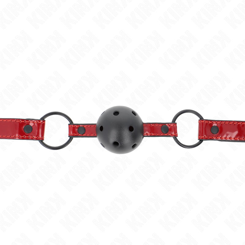 Kink Shiny Leatherette Ball Gag - Ajustable 4.5 cm