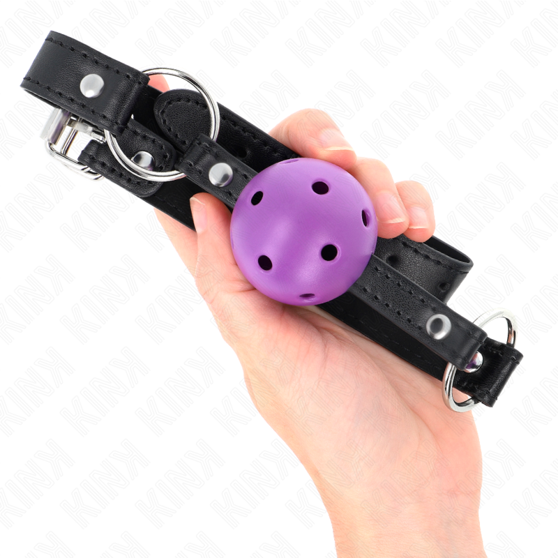 Kink Hollow Hard Purple Ball Gag - Accesorio BDSM 4.5 cm