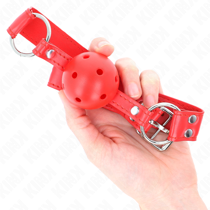 KINK Ball Gag Hueco Rojo 63.5 cm - Control y Comodidad BDSM