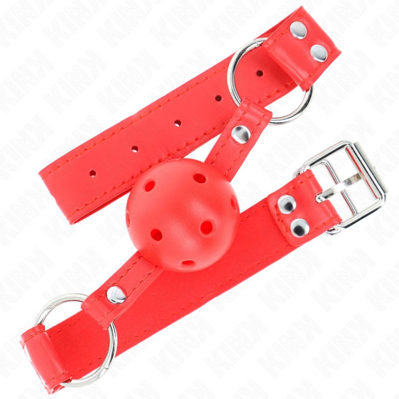 KINK Ball Gag Hueco Rojo 63.5 cm - Control y Comodidad BDSM
