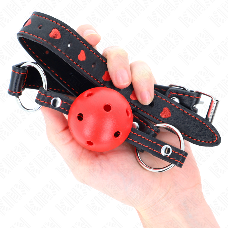 Kink Hollow Hard Red Ball Gag Model 2 - Mordaza BDSM Silicona