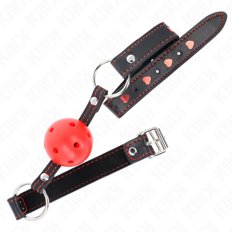 Kink Hollow Hard Red Ball Gag Model 2 - Mordaza BDSM Silicona