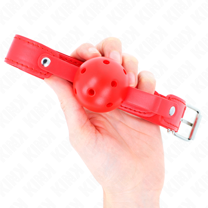 Mordaza de Bola Transpirable Kink - Correa Roja Ajustable 4.5 cm