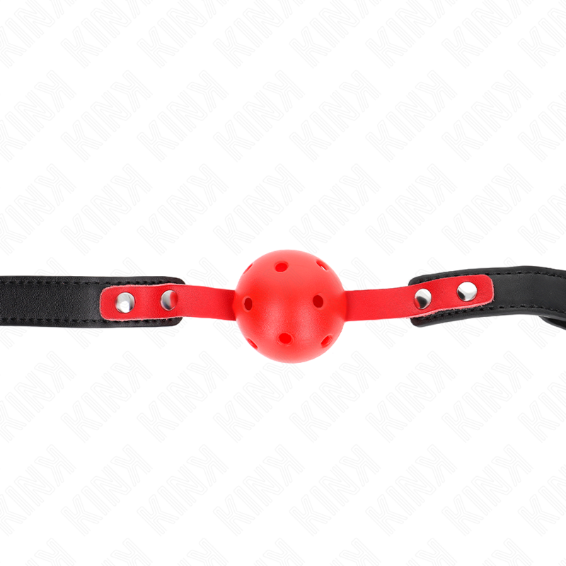 Ball Gag Hueco Rojo KINK 4.5 cm - Correa Ajustable 37-52 cm
