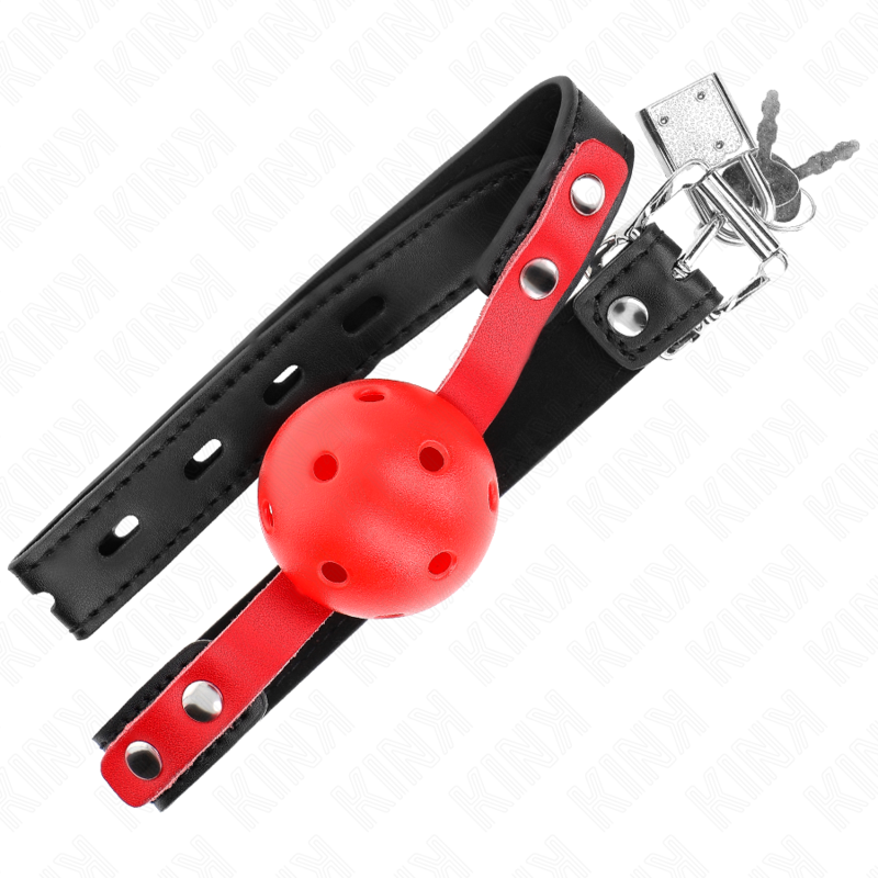 Ball Gag Hueco Rojo KINK 4.5 cm - Correa Ajustable 37-52 cm