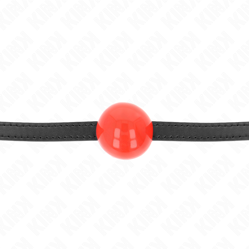 Kink Red Single Solid Ball Gag - Correa de Cuero Genuino Ajustable