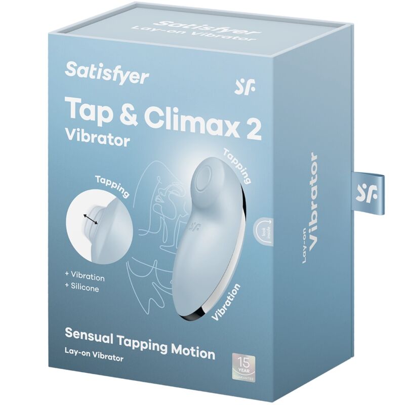 Satisfyer Tap & Climax 2 - Vibrador y Estimulador de Silicona Azul