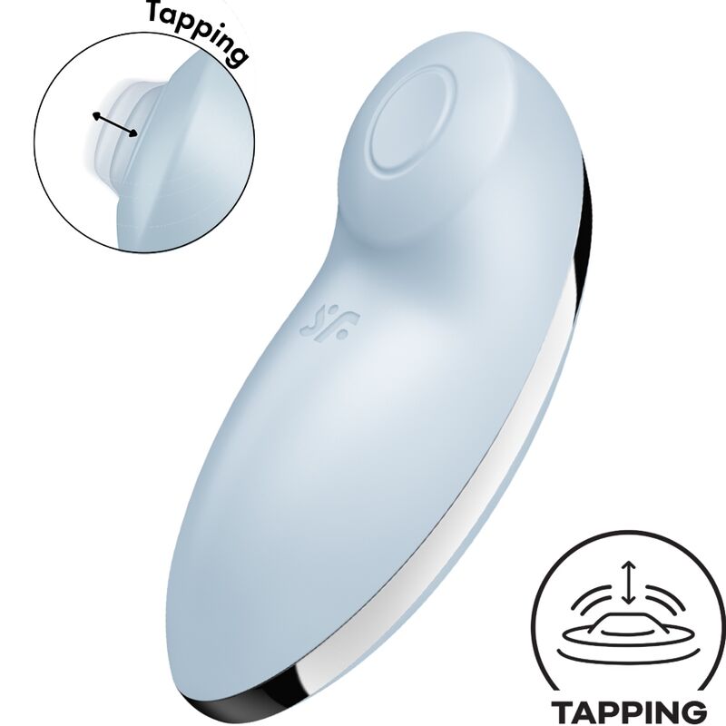 Satisfyer Tap & Climax 2 - Vibrador y Estimulador de Silicona Azul