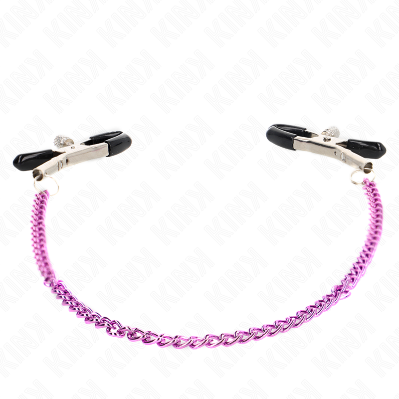 Pinzas para Pezones con Cadena KINK Purple 30 cm - Estimulación BDSM
