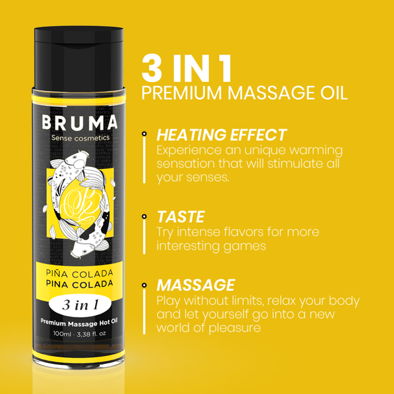 Bruma Premium Massage Hot Oil Piña Colada 3 en 1 - 100 ml