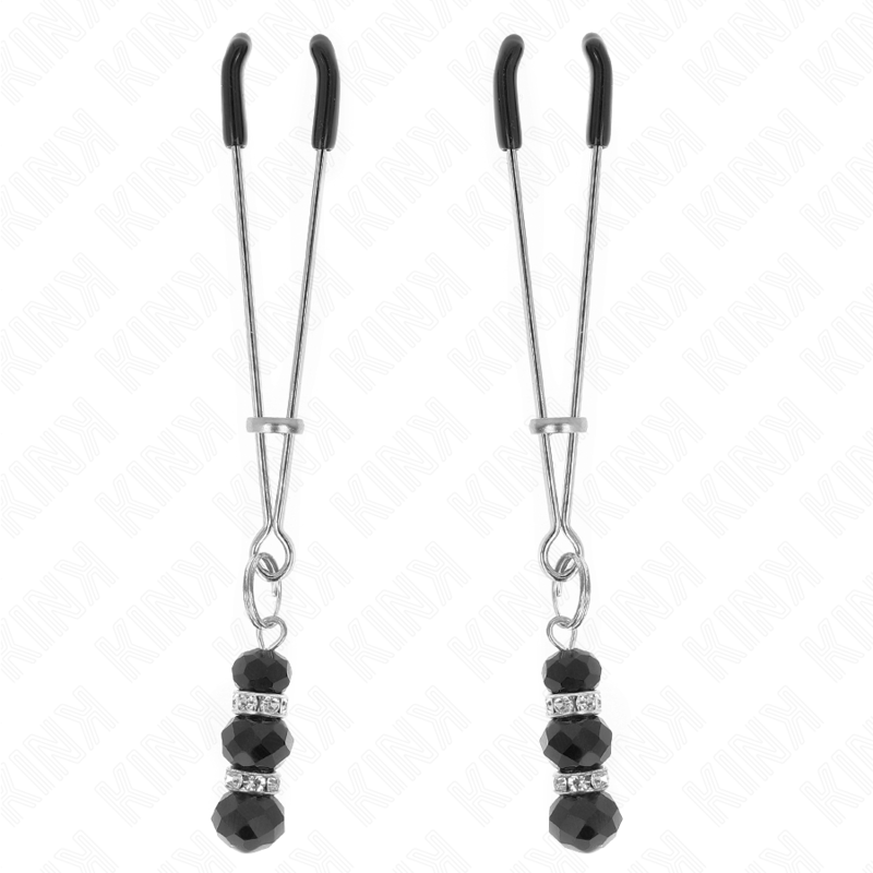 Kink Gold Thin Nipple Clamps - Pinzas Ajustables con Cuentas de Cristal Negro