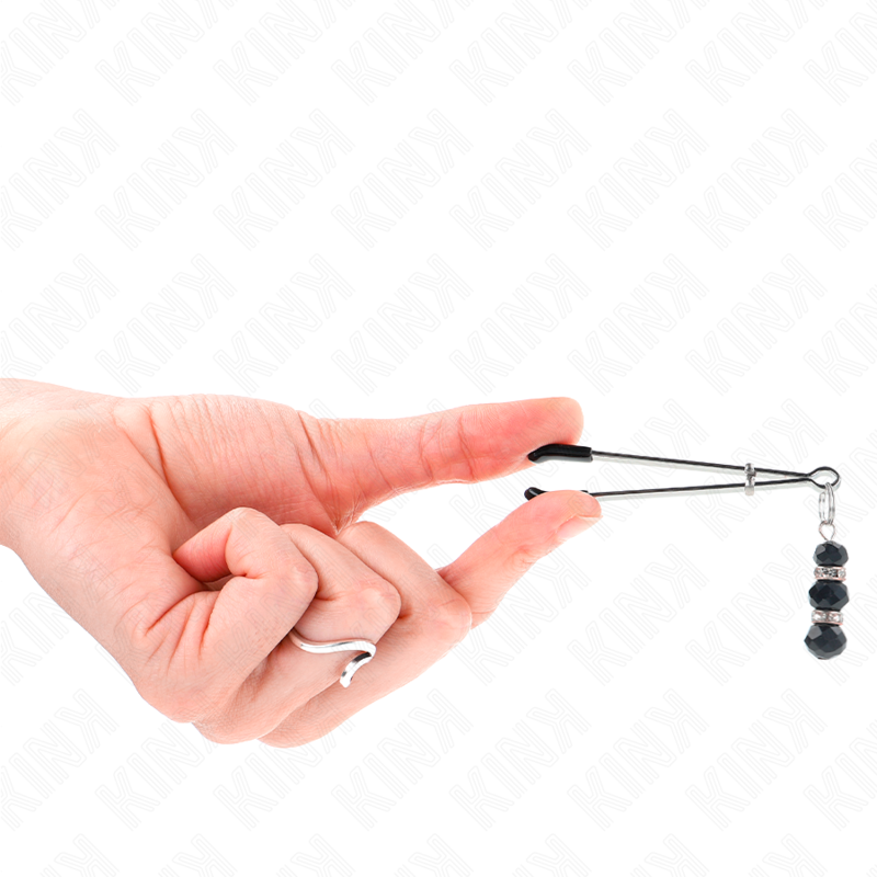 Kink Gold Thin Nipple Clamps - Pinzas Ajustables con Cuentas de Cristal Negro