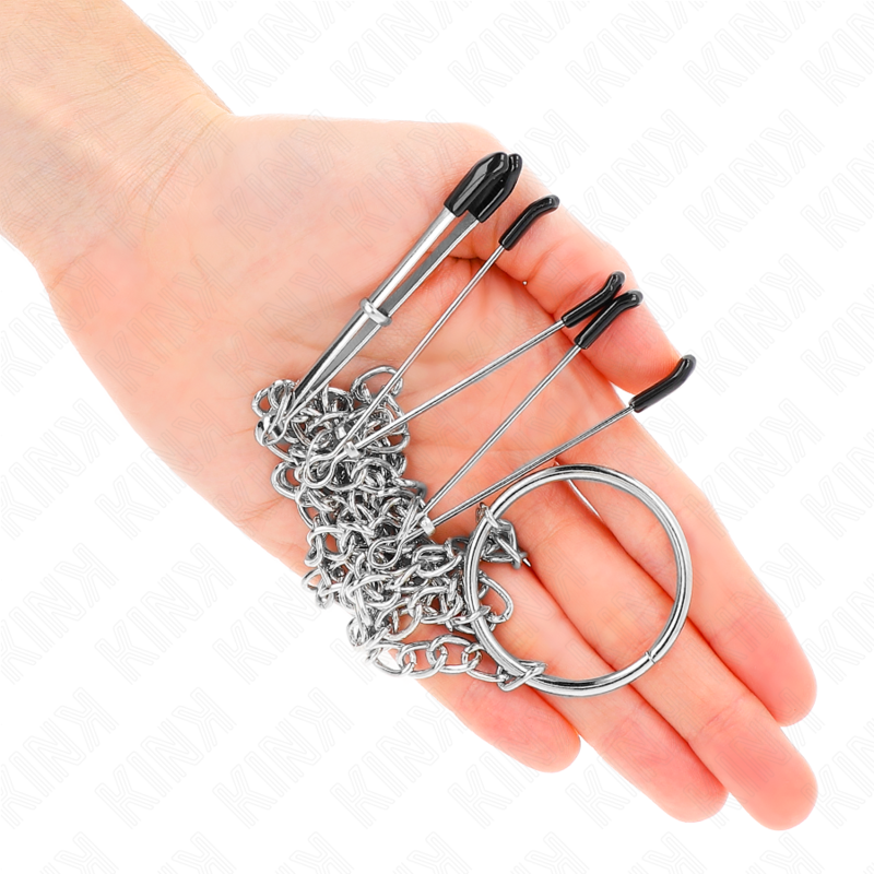 Kink Triple Nipple and Clit Clamps with Chain - Estimulador Ajustable