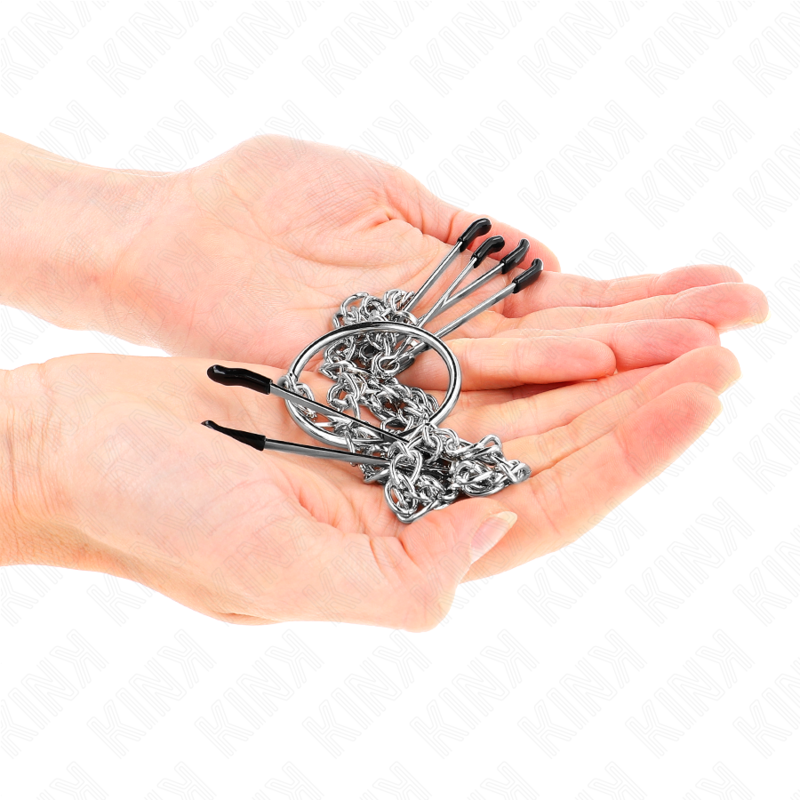 Kink Triple Nipple and Clit Clamps with Chain - Estimulador Ajustable