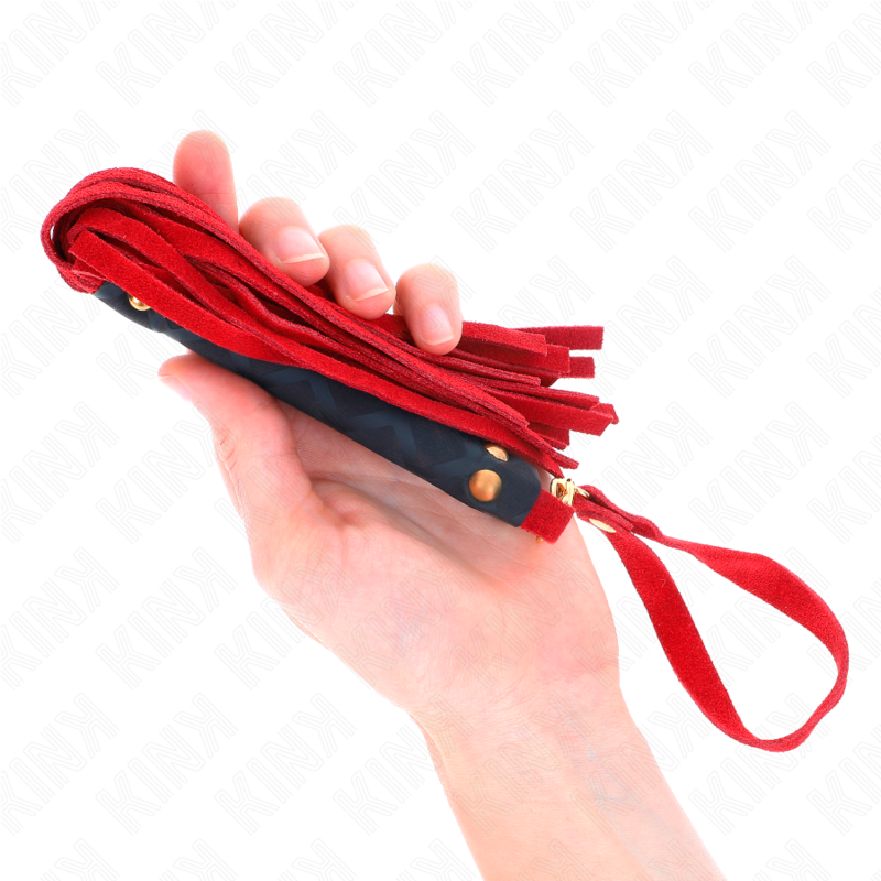 Kink Red Suede Mini Whip 30 cm - Fusta de Ante Rojo