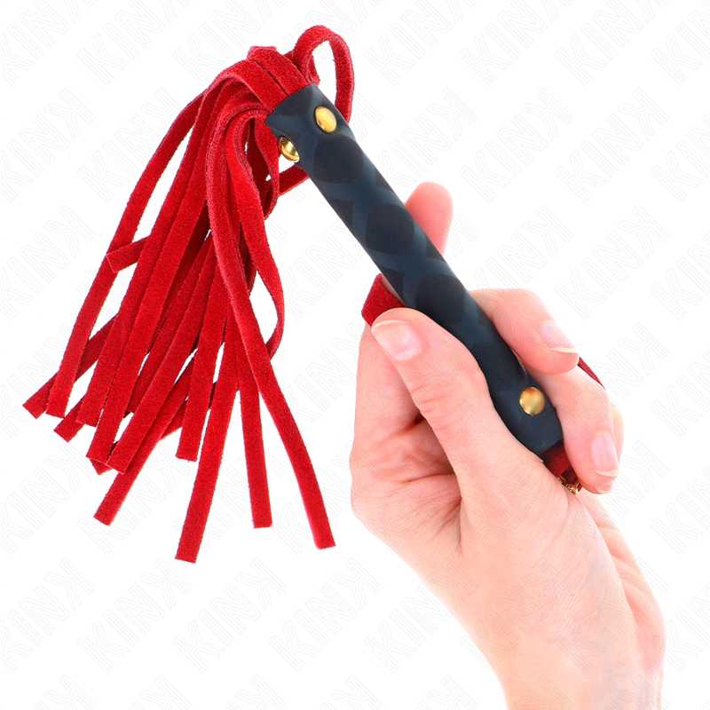 Kink Red Suede Mini Whip 30 cm - Fusta de Ante Rojo