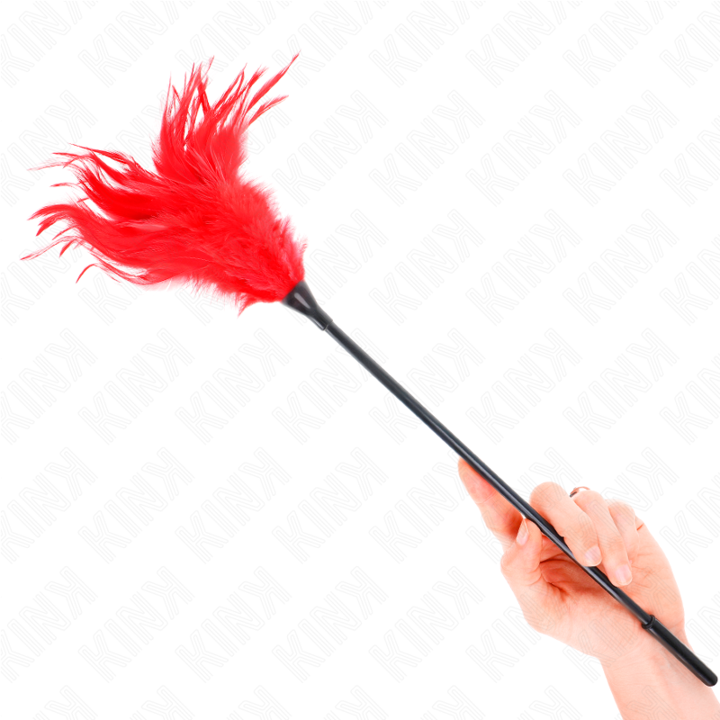 KINK Multiple Red Tickle Feathers 45 cm - Pluma Estimuladora con Cuerda de Nylon
