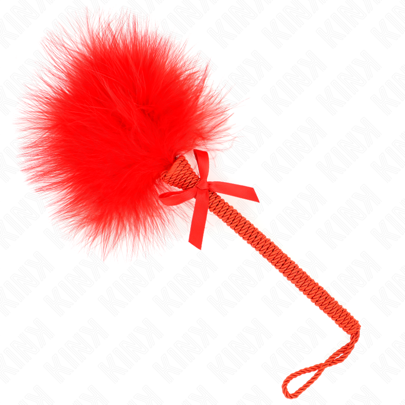 KINK Varita de Cuerda Nylon con Plumas Cosquillas y Lazo Rojo 25 cm