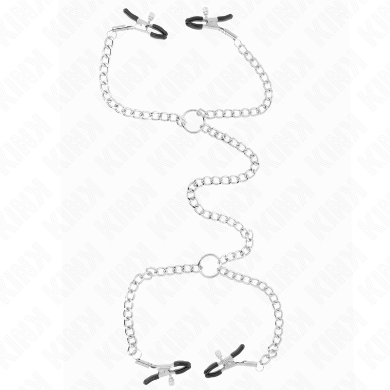 Kink 4 Chain Nipple Clamps - Pinzas de Pezones Conectadas por Cadena Plateada