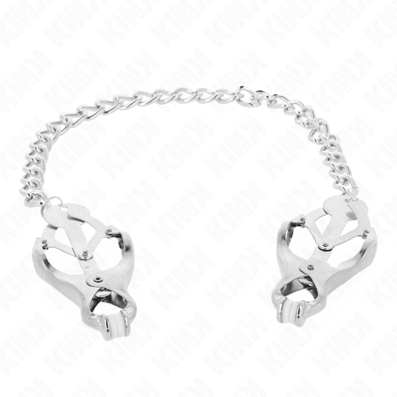 Pinzas Japonesas para Pezones Kink con Cadena Plateada 30 cm
