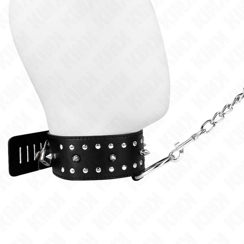 Collar KINK con Correa 65 cm y Tachuelas Plateadas - Ajustable 36-43 cm