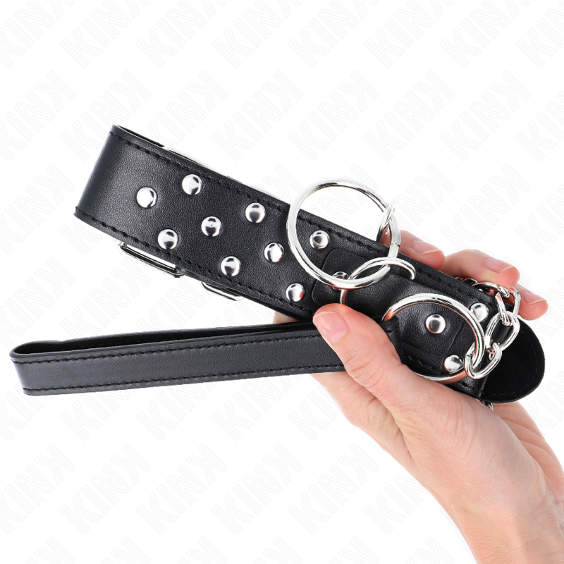 Kink Ring Rivet Strap Necklace - Collar Ajustable Negro 36-50 cm