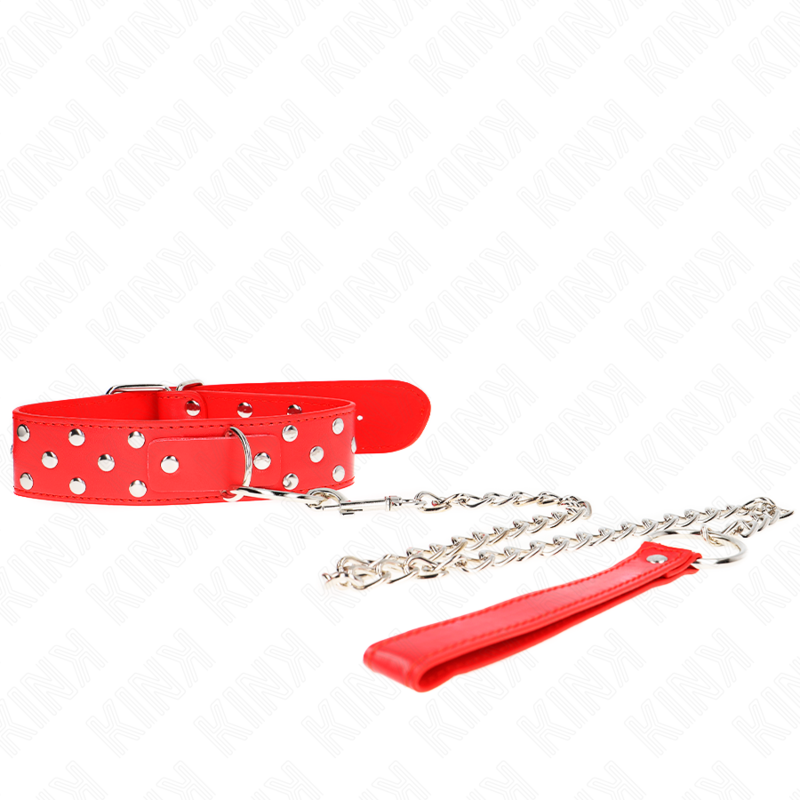 Kink Ring Rivet Strap Necklace - Collar Ajustable 65 cm Rojo