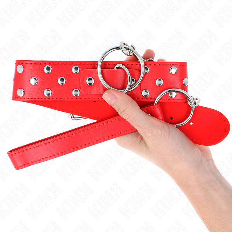 Kink Ring Rivet Strap Necklace - Collar Ajustable 65 cm Rojo
