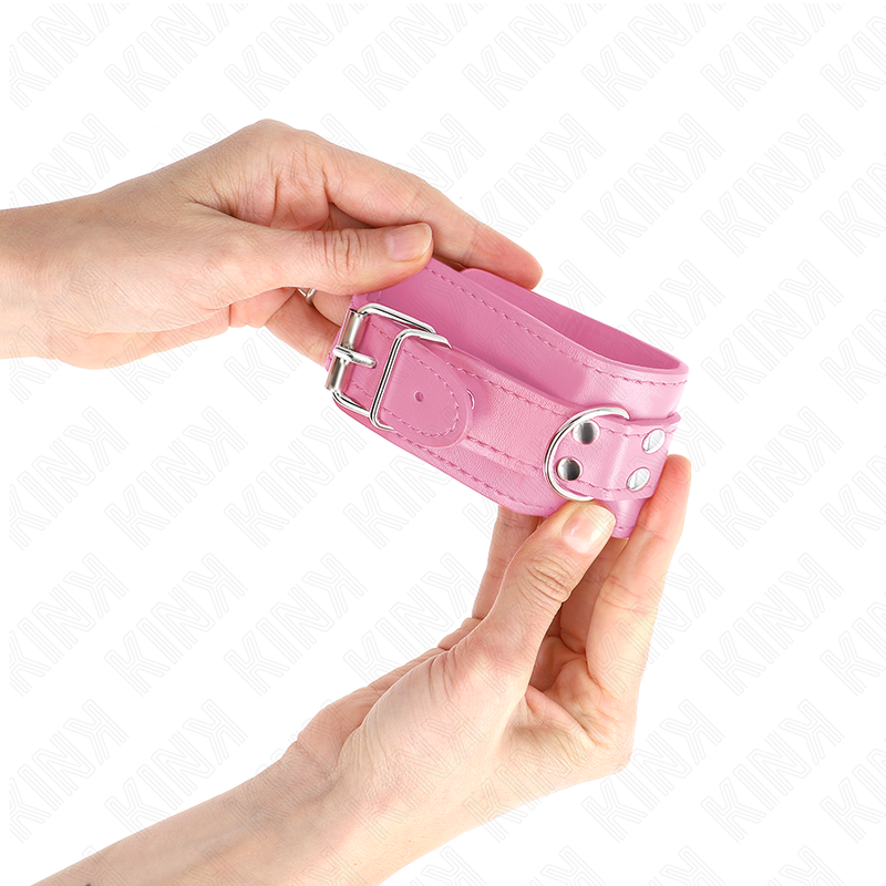 Kink Simple Wrist Restraints Rosa Ajustable - Esposas de Cuero Genuino