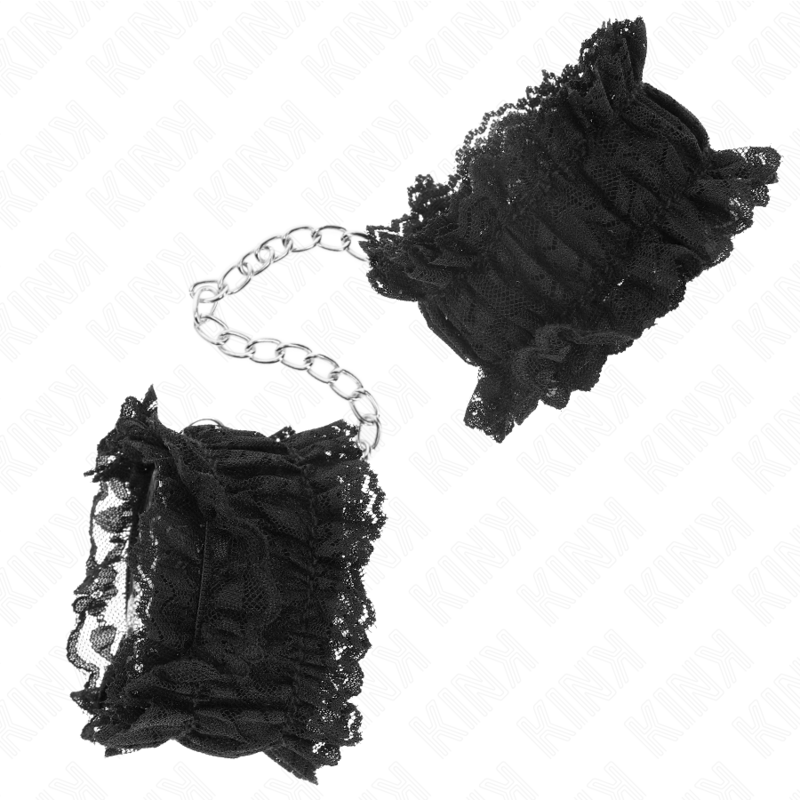 KINK Lace Elastic Wrist Restraints Negro - Esposas de Muñeca con Encaje