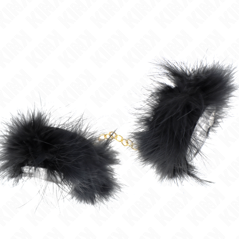 Kink Feather Hand Cuffs with Gold Chain - Mini Esposas de Plumas BDSM