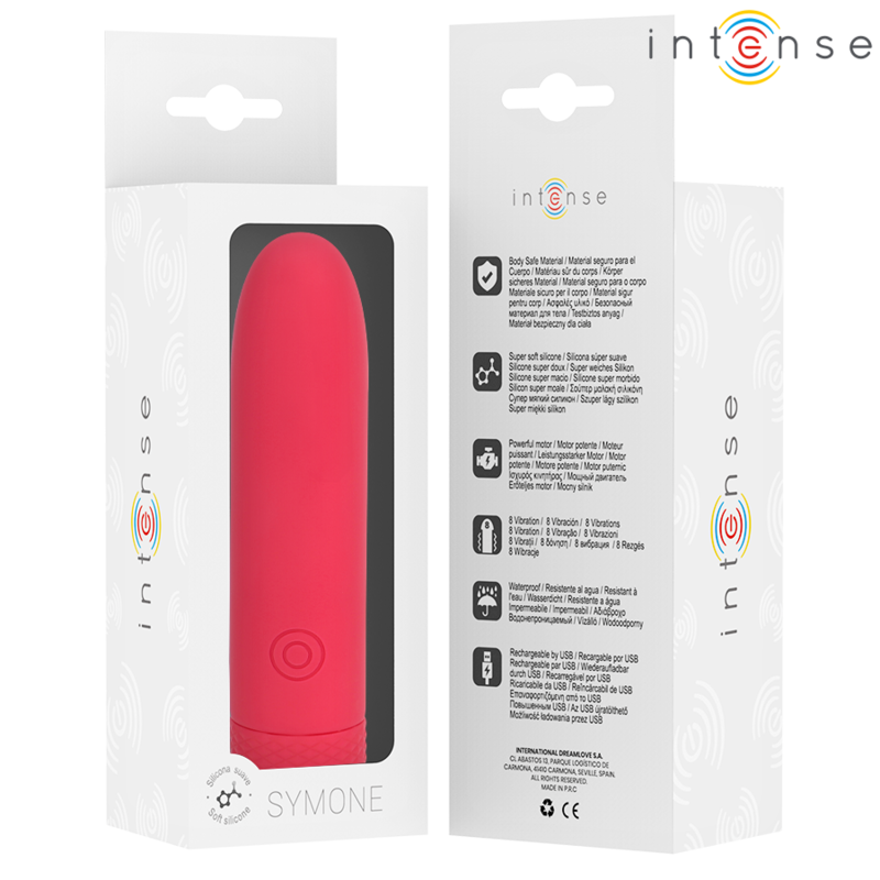 Intense Symone - Vibrador Recargable USB 8 Modos Rojo