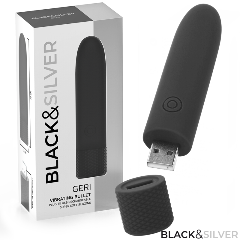Black & Silver Geri - Vibrador Recargable USB 8 Modos