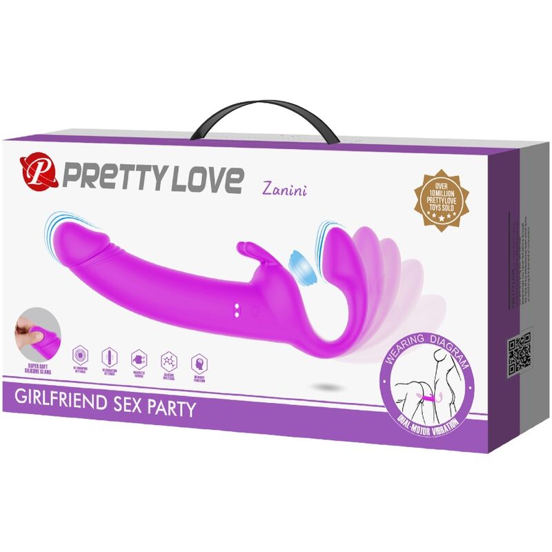 Pretty Love Zanini Strap-On sin Arnés 10 Vibraciones Púrpura