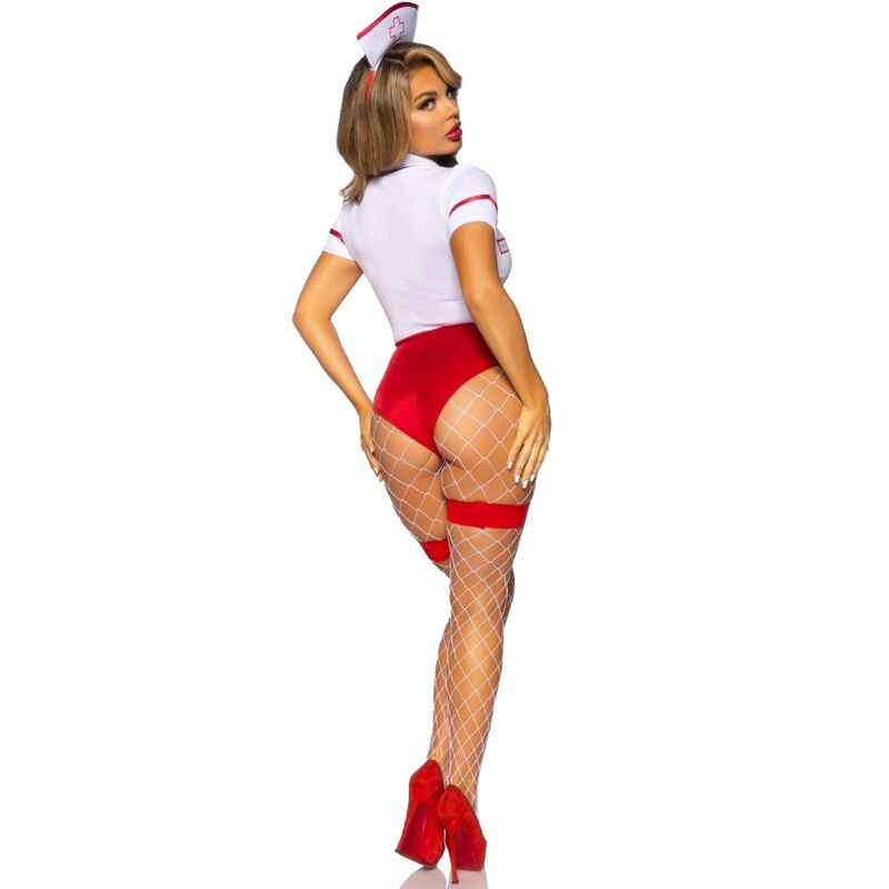 Disfraz Sexy Enfermera Leg Avenue 4 Piezas Vinilo Rojo/Blanco Talla M