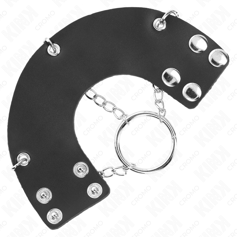 Kink Penis Ring 4 cm con Cadena 7 cm - Metal y Cinturón de Cuero