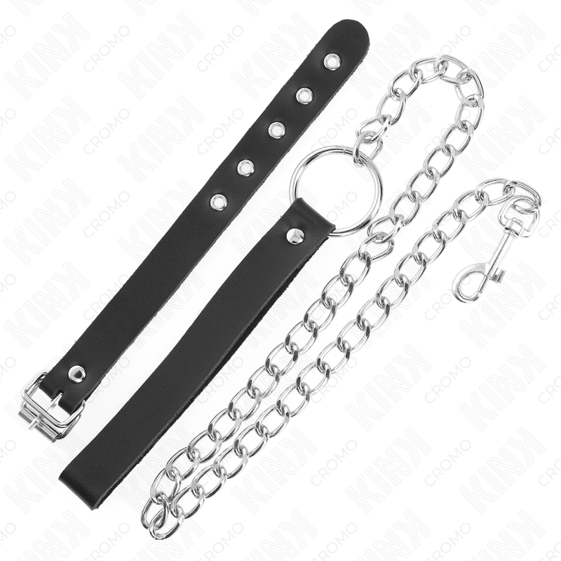 Anillo de Cuero para el Pene Kink Ring Power con Correa y Cadena Metálica