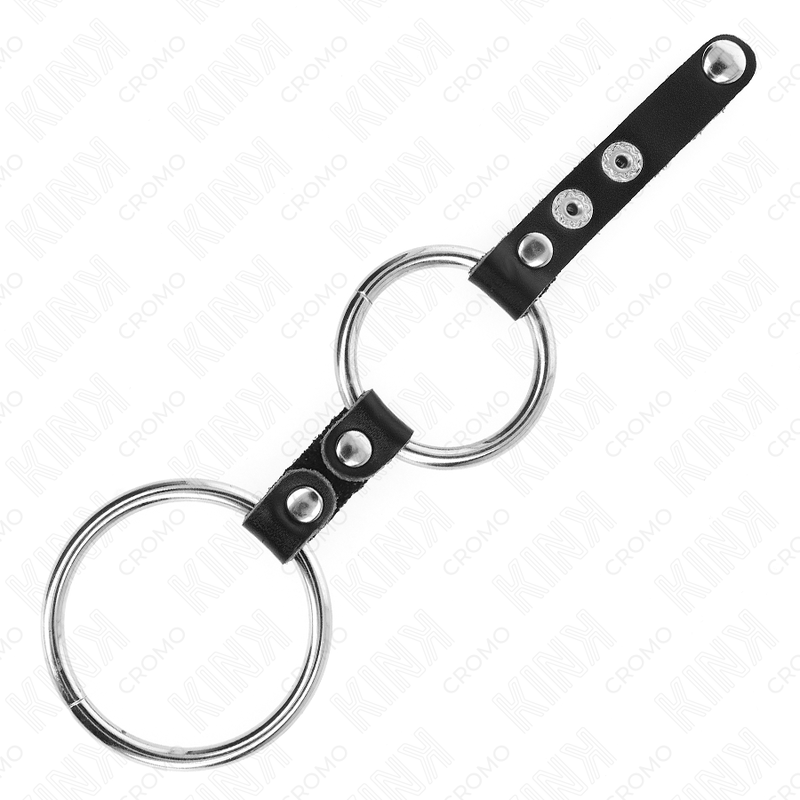 Anillo Doble de Pene Kink 3.8-5 cm con Conector de Cuero