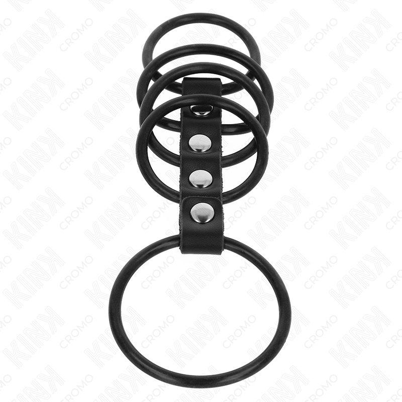 Kink Ring Power - Set 5 Anillos Pene Silicona Conectados Cuero 3.8-4.8 cm