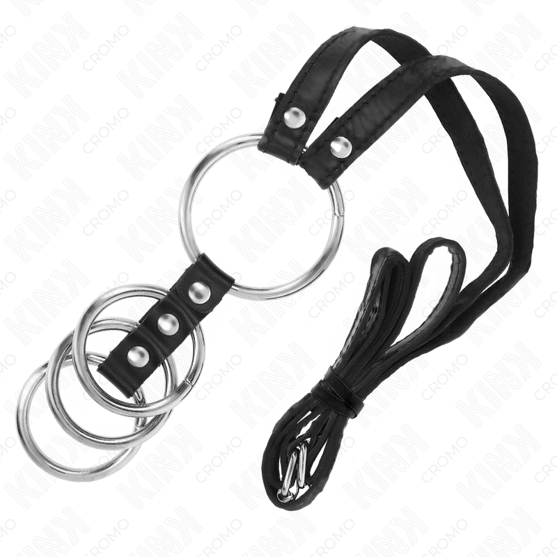 Kink Ring Power - 4 Anillas Metálicas Conectadas 3.8-5 cm con Cinturón de Cuero 112 cm