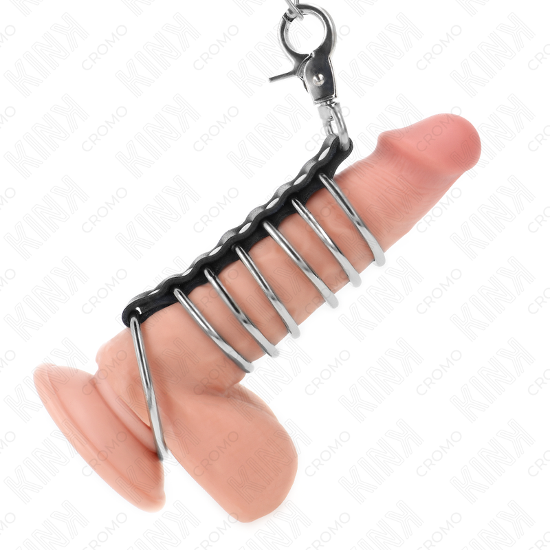 Anillos para el Pene KINK 7 Piezas - Cadena de Cuero y Metal 100 cm