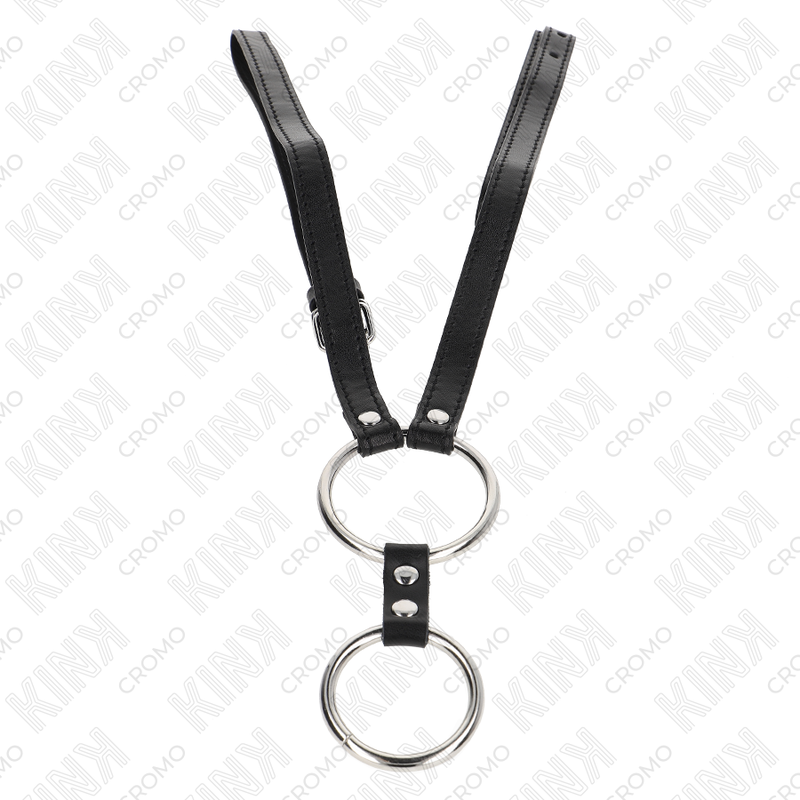 Anillo Doble de Metal KINK con Correa de Cuero - 3.7 a 5 cm