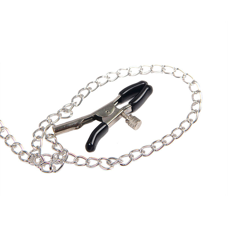 Subblime Bondage Leather Strap Breast Clamps - Pinzas Pezones Cuero Negro