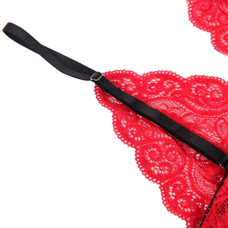 Subblime Silk and Lace Nightgown + Panties Red S/M