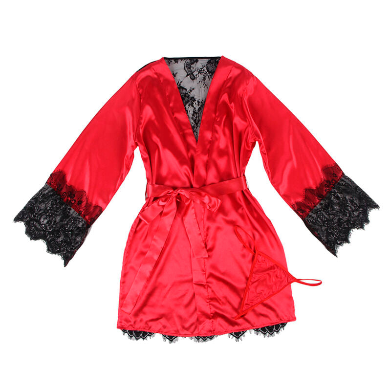 Subblime Set Lencería 2 Piezas Camisole Transparente + Tanga Rojo/Negro S/M