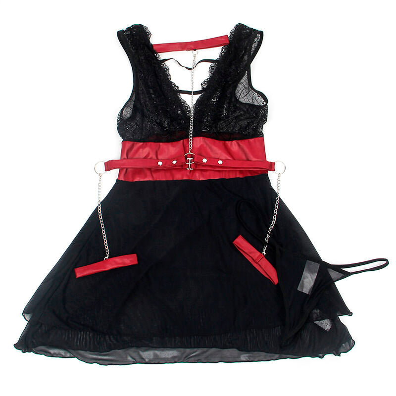 Subblime Vestido Bondage Encaje Negro L/XL - Diseño Atrevido con Mosquetones Metálicos